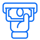 A blue line drawing of a toilet bowl.