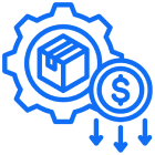 A blue drawing of an item in the center.
